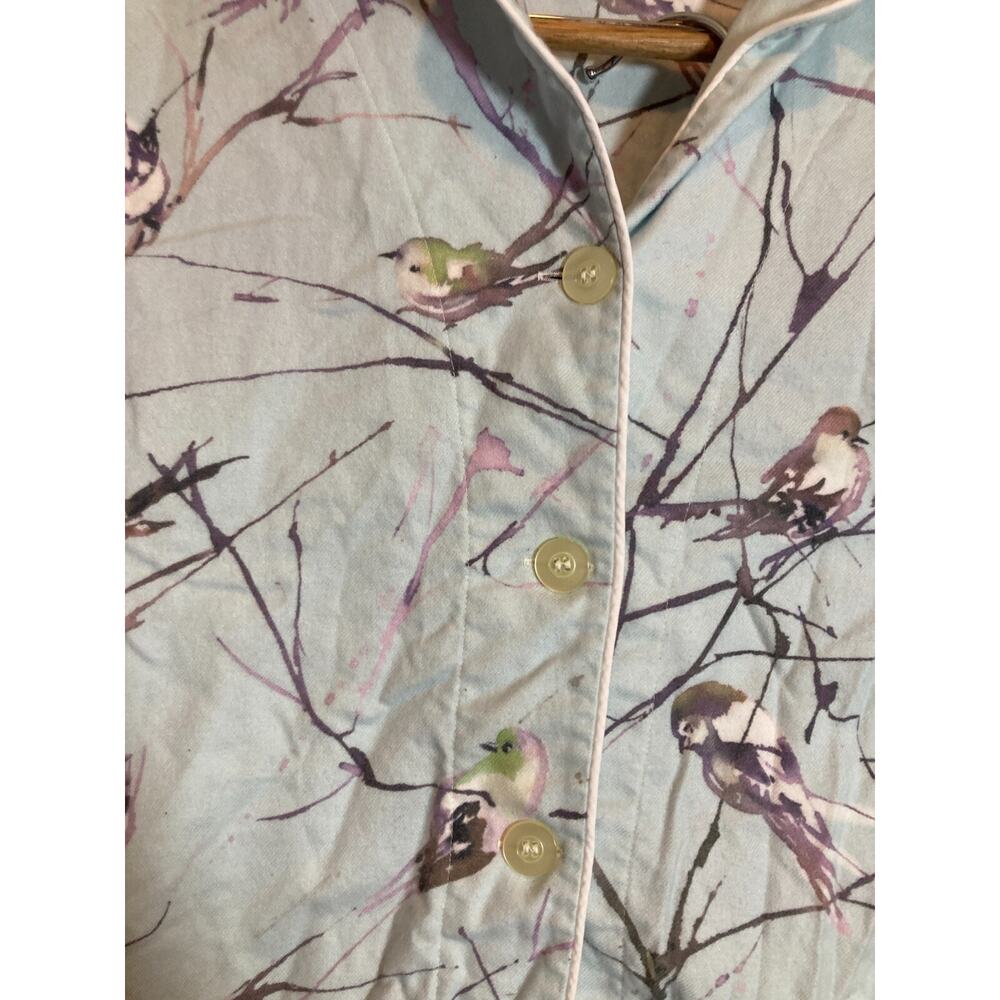 Women's Bird Print Pajama Set - Blue - Picture 6 of 15